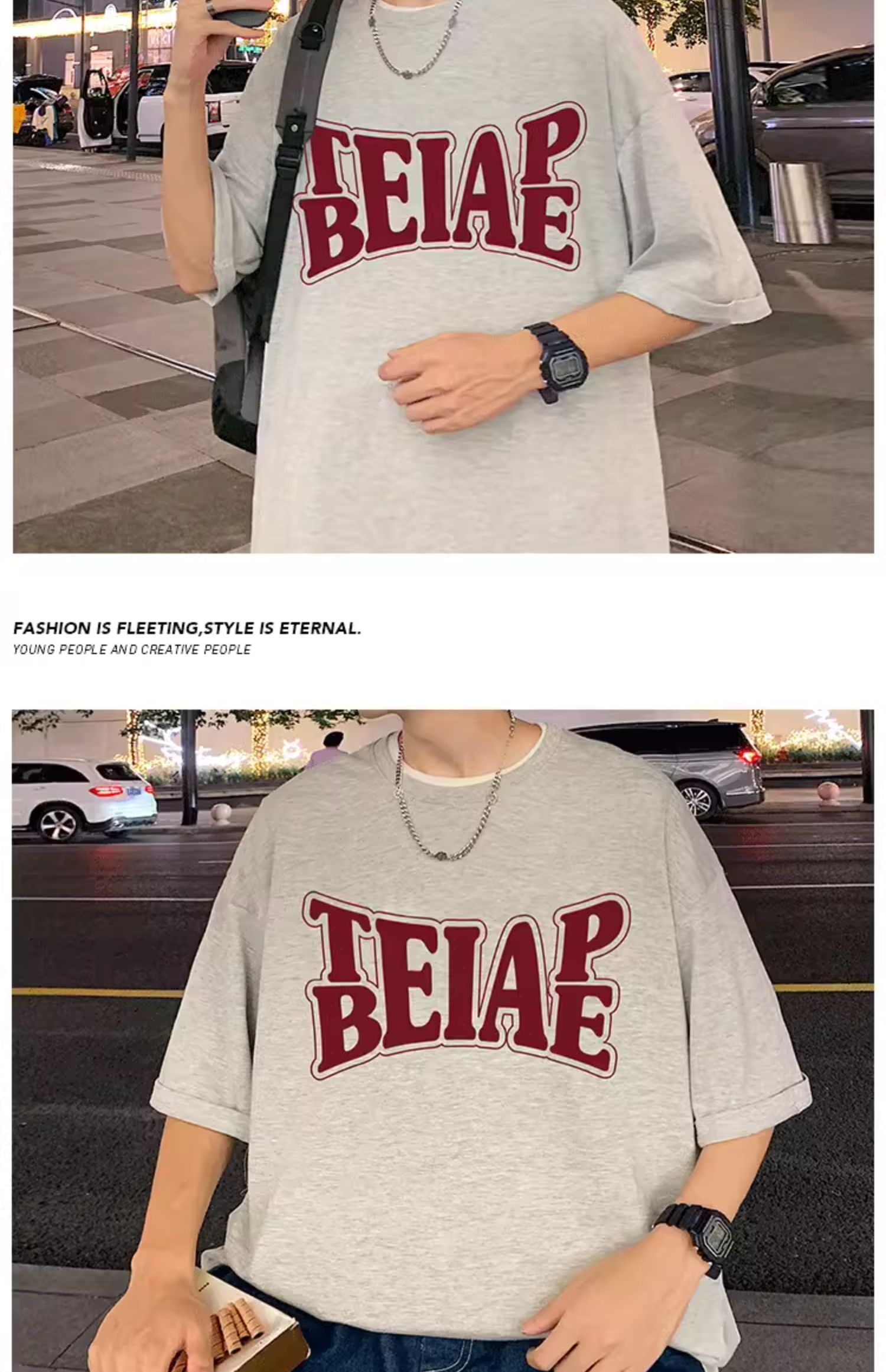 港风复古棉短袖T恤男ins潮牌夏季2024新款男装oversize宽松体恤详情35