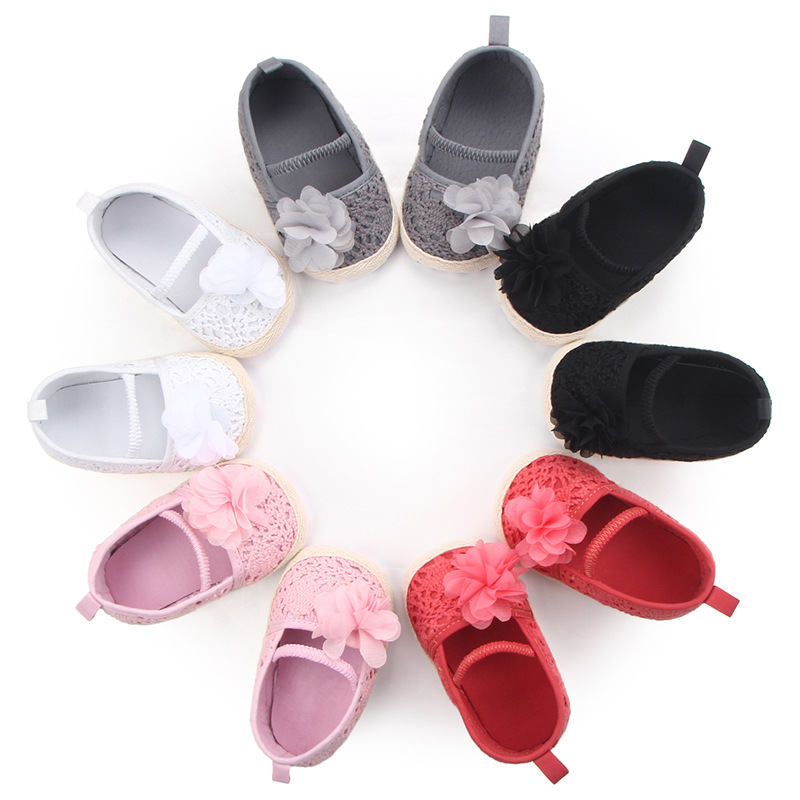 婴儿鞋批发 春秋季新款 镂空麻布花朵软底松紧带宝宝鞋 D0716详情2