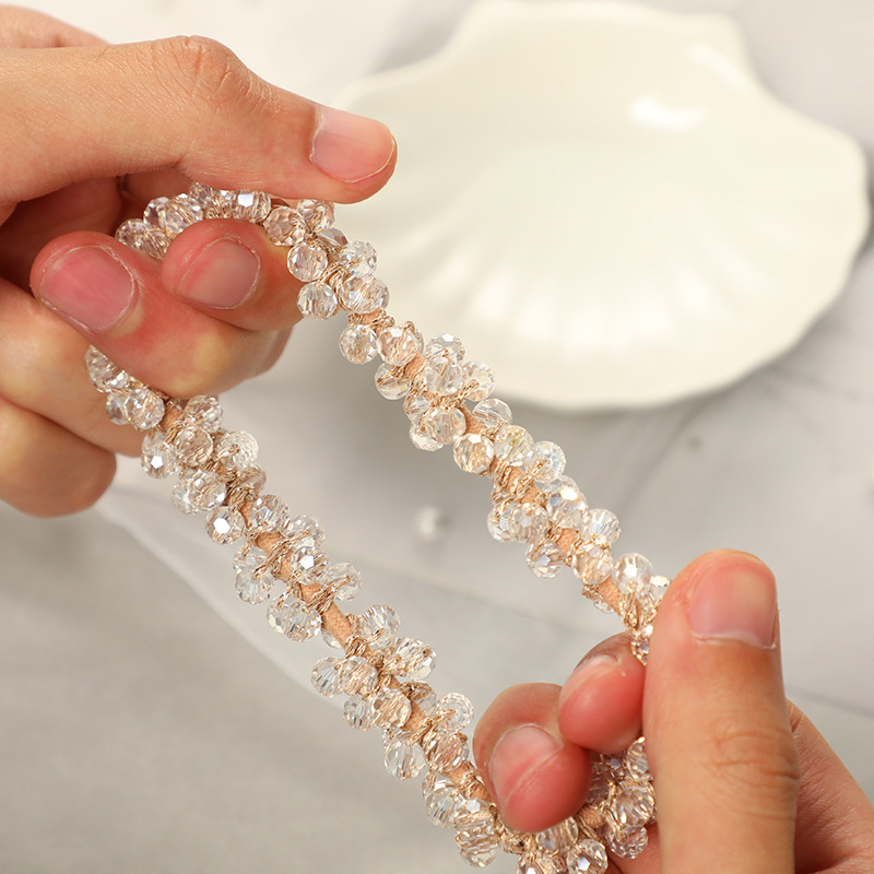 New pearl hair tie Korean style fashionable hair band, elastic crystal hair tie bracelet, forest-tied hair band in stock pic 16