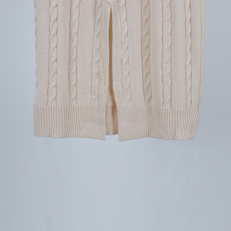 韩版chic秋冬新款圆领麻花针织长款宽松加厚连衣裙毛衣详情12