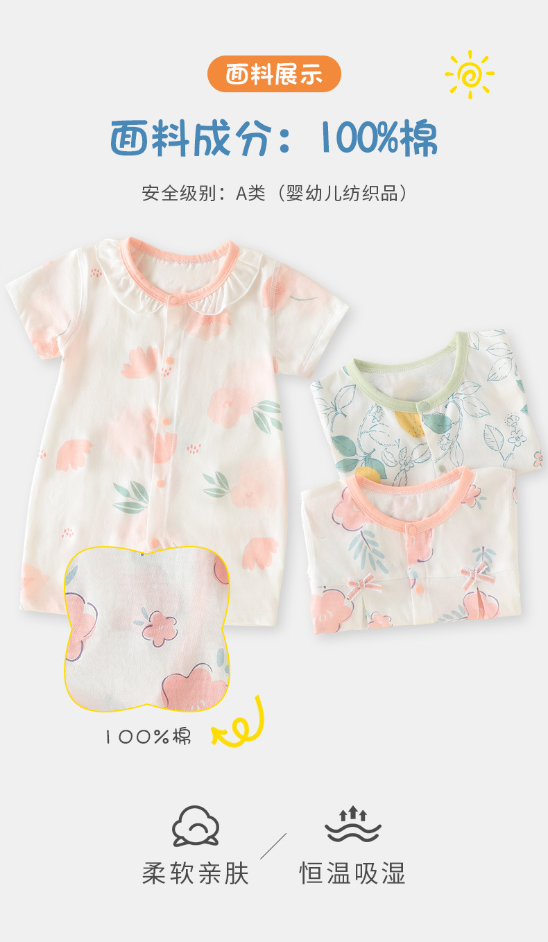 婴儿夏季短袖连体衣纯棉春夏宝宝衣服薄代发安阳婴童装中国风详情3