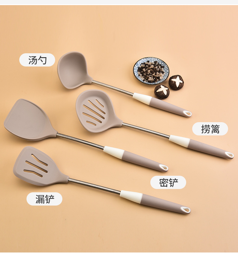 家用硅胶厨具4件套装厨房烹饪锅铲家用厨具炒菜铲子硅胶铲勺套装详情12