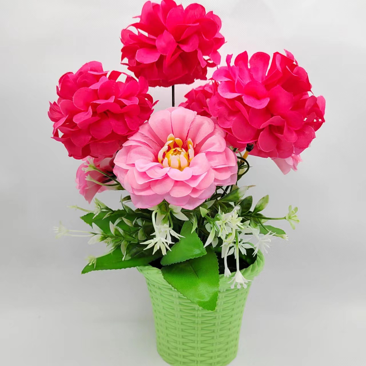 Artificial bamboo basket hydrangea bonsai ornaments, interior decoration, home desktop ornaments, artificial hydrangea artificial flower decorations pic 4