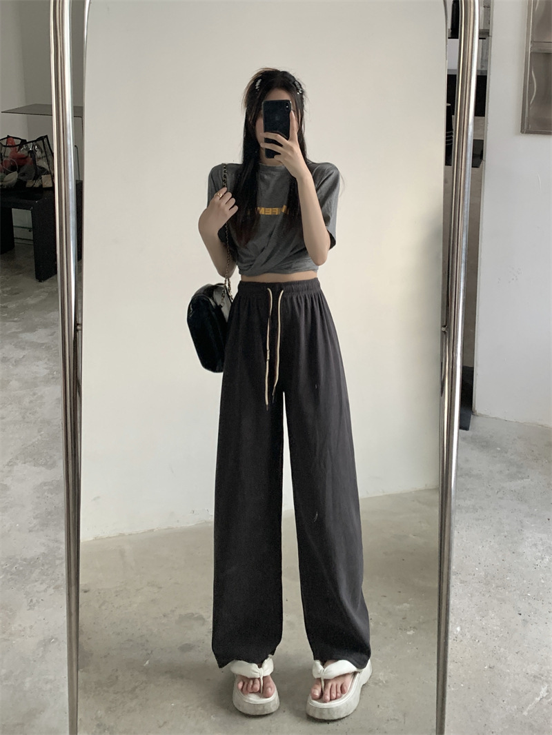 Corduroy ultra-fine corduroy wide-leg pants for women, new autumn style double drawstring smiling face belt casual pants, high-waisted straight-leg pants pic 24