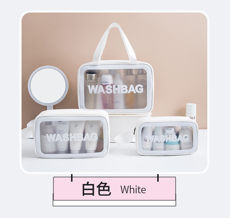 PU matte waterproof cosmetic bag, portable bath storage bag, large-capacity swimming bag, transparent cosmetics toiletries bag pic 23