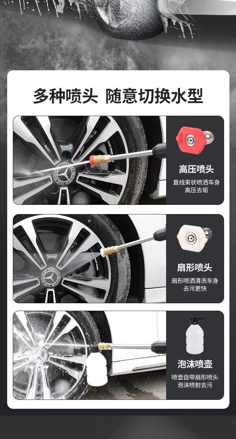 Electric lithium battery car wash machine water gun, portable wireless car wash gun, high-pressure water gun, home charging car cleaning and brushing magic tool pic 15