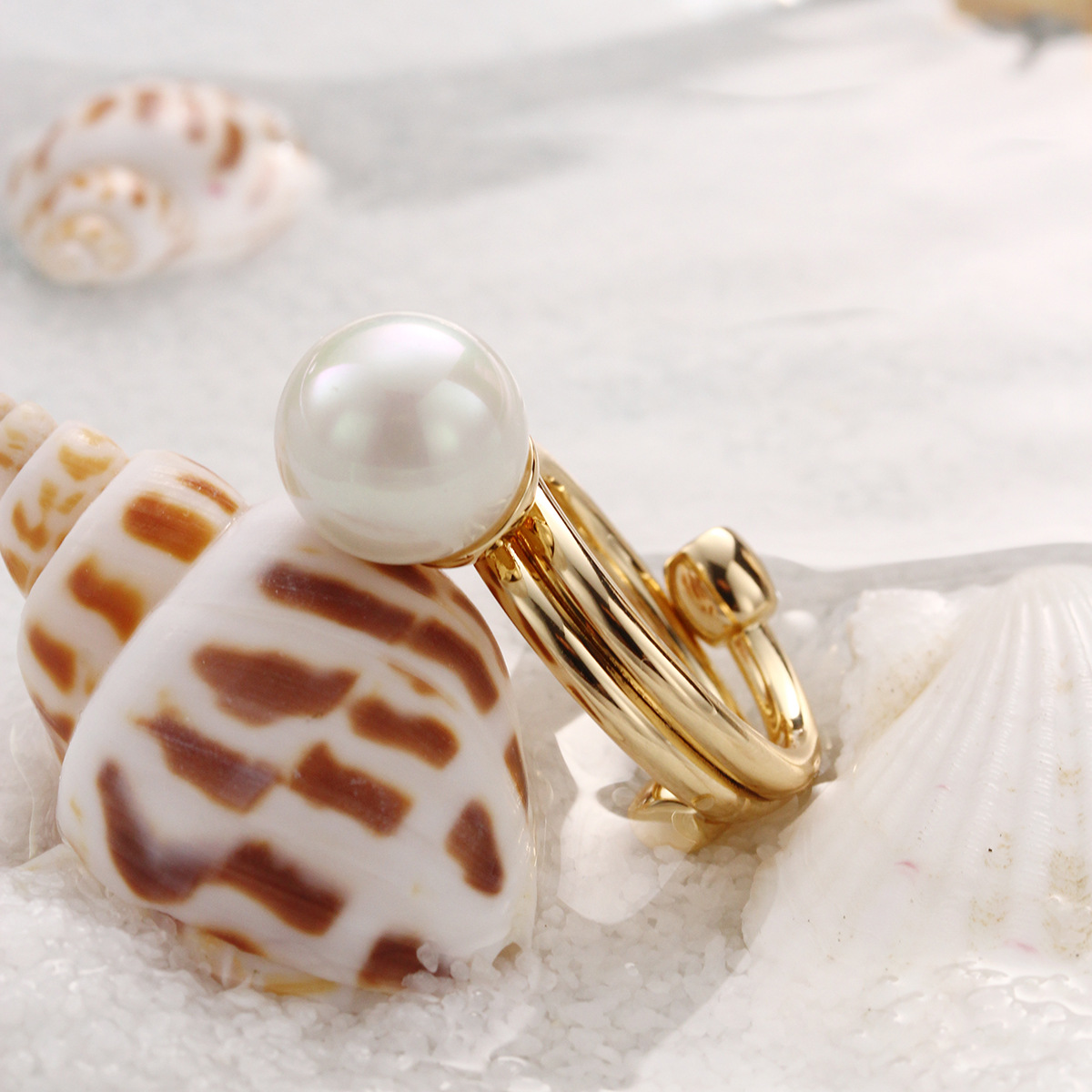 韩版简约戒指丝巾扣纯铜镀金气质大方高端珍珠配饰丝巾装饰详情7