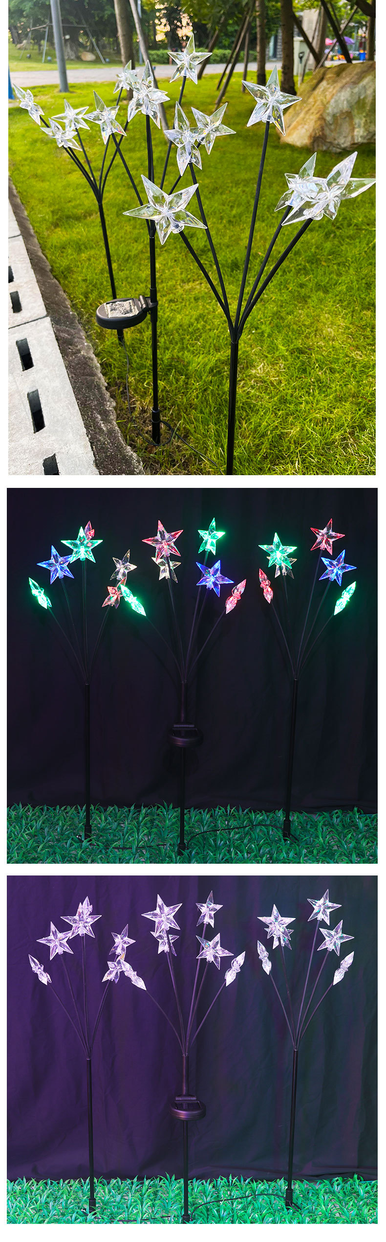 Wholesale customized solar lamps for courtyard, garden, balcony decoration, atmosphere, outdoor waterproof ground insertion, five-pointed star lawn lamps pic 13