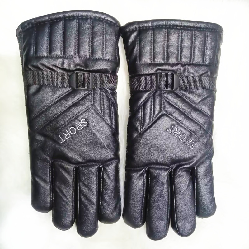 跨境加长摩托车保暖皮手套男士加厚加绒骑行防滑手套详情9