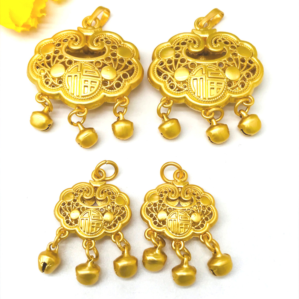 18k gold-plated color-preserving sand gold loose beads embossed lucky beads diy jewelry bracelets, necklaces, beaded sand gold accessories wholesale pic 8