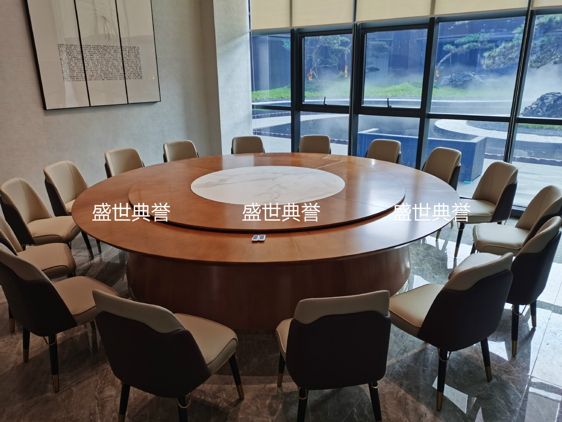 Nantong Seafood Hotel solid wood dining table, restaurant luxury private room, light luxury electric round table, club electric revolving table pic 23
