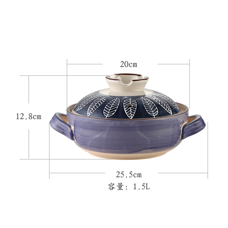 Wide-mouthed clay pot Japanese-style hand-painted home coarse earthenware stewing pot heat-resistant ceramic 煲仔饭 open flame small earthenware pot for one person pic 20