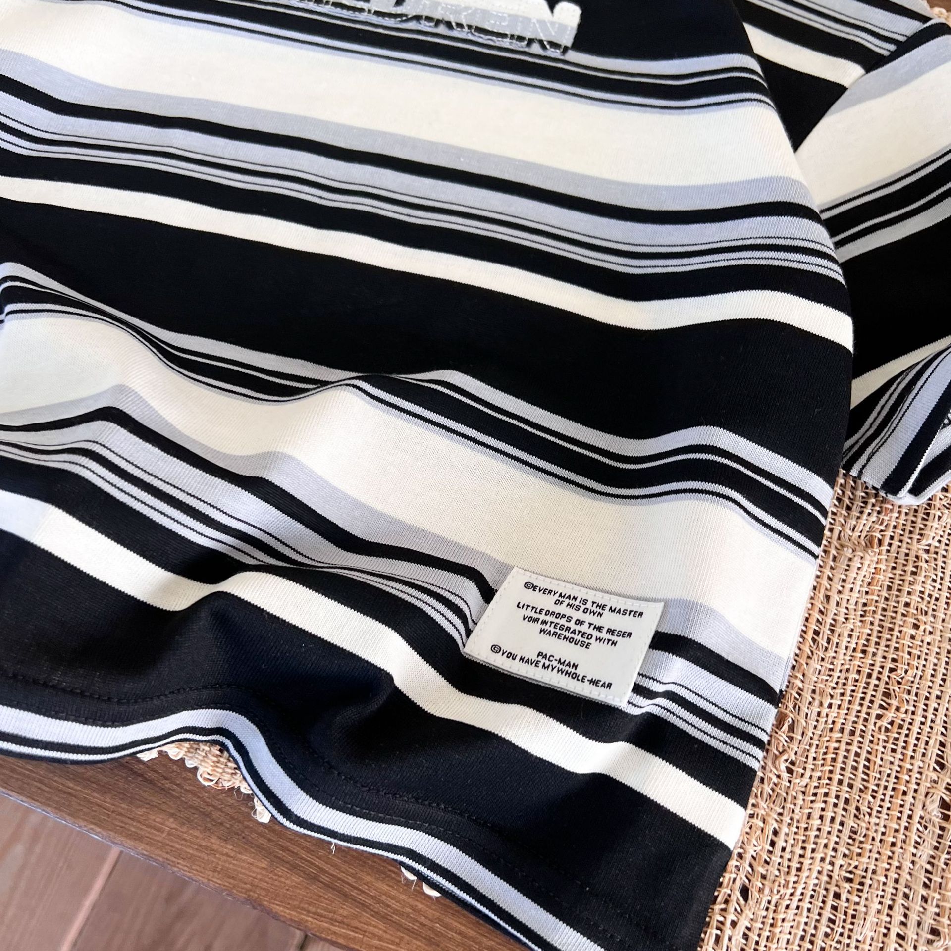 童装短袖2024夏季新款男童撞色混彩休闲条纹T恤儿童字母刺绣潮流T详情5