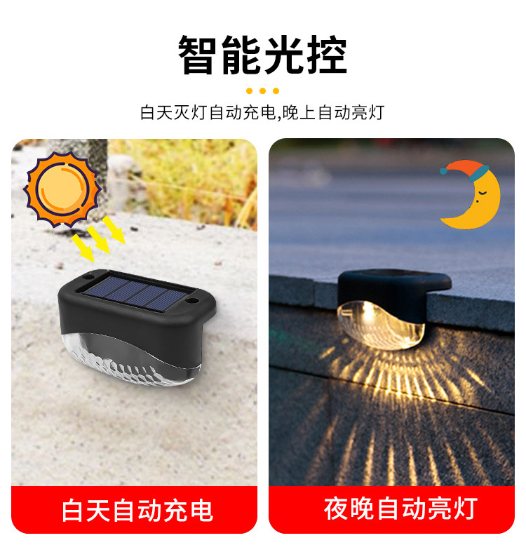 Cross-border outdoor courtyard staircase wall lamps, LED guiding step lights, transparent covers, waterproof lighting, solar step lights pic 8