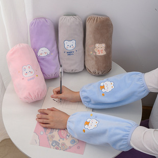 Cute warm hand sleeves for women, long work anti-dirt sleeves, student sleeves, winter two-in-one plush gloves sleeves pic 7