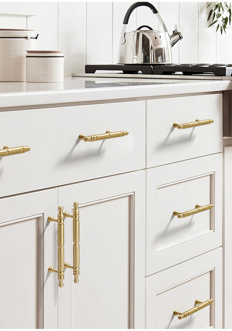 轻奢法式衣柜门黄铜拉手 现代简约橱柜门把手抽屉圆球形纯铜拉手详情5