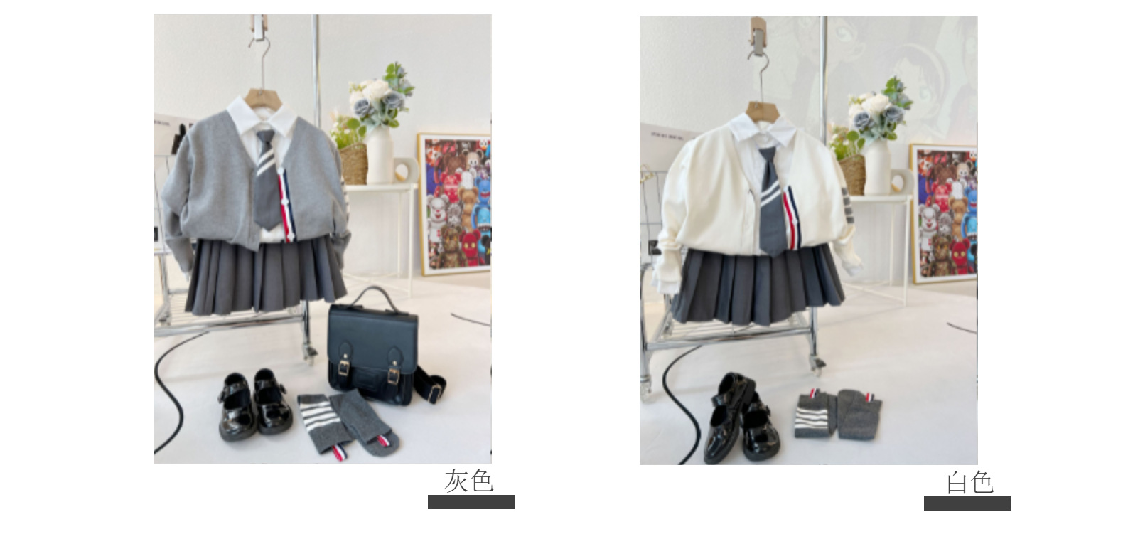 2022秋季新款女童4件套jk制服中大童学院风开衫衬衫百褶裙套装详情7