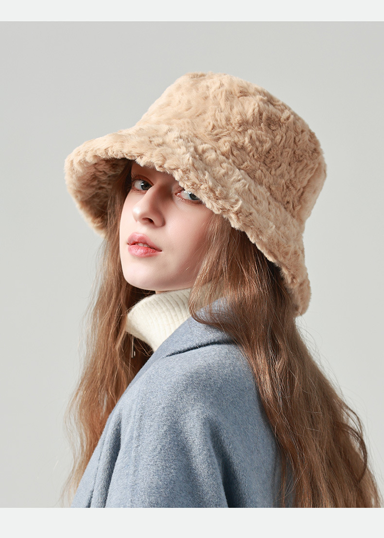 大头围渔夫帽女冬季新款保暖韩版百搭显脸小帽子秋冬天毛绒盆帽详情8