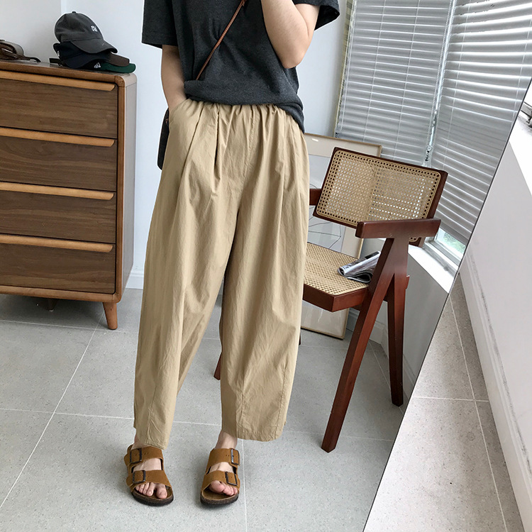 巨百搭轻薄透气酵洗棉小个子奶奶裤九分宽松显瘦休闲裤女夏季薄款详情29