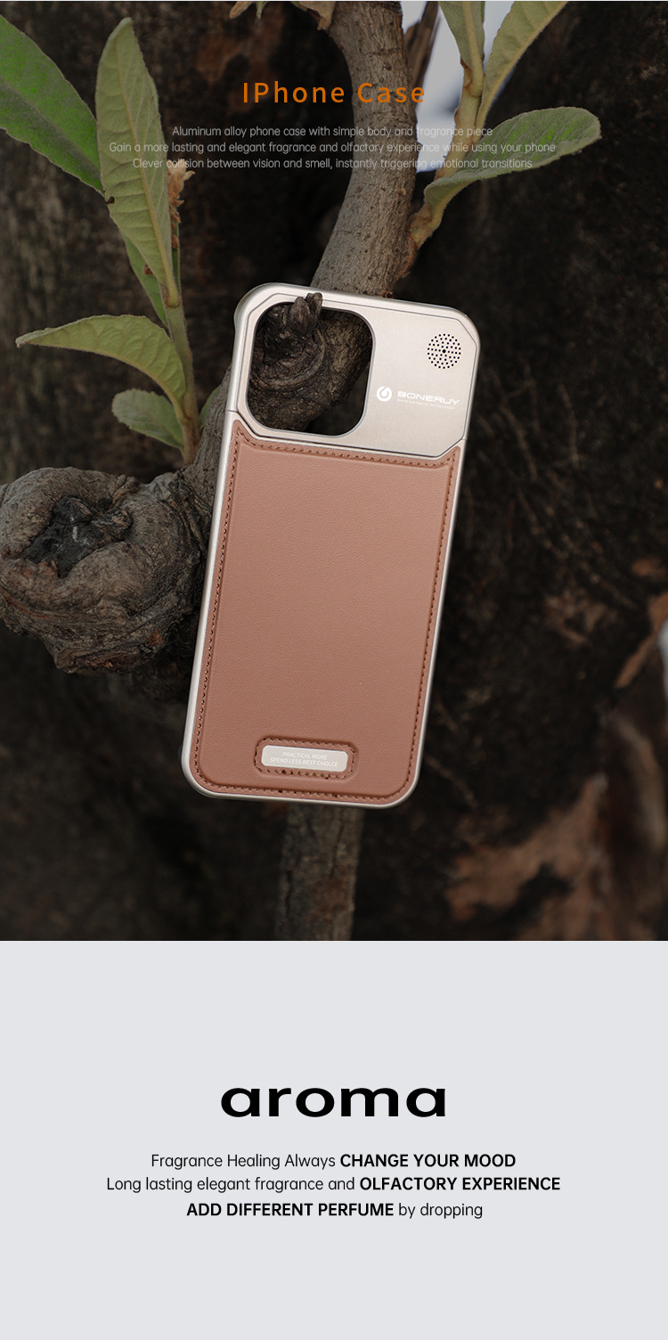 Youdaoplaceholder0 Sharp boneruy new phone case leather-textured scented magnetic suction iphone15promax borderless protective case pic 22