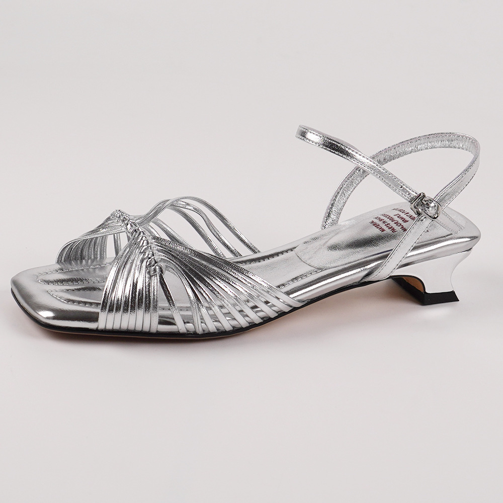 Sheepskin version French retro woven square toe exposed Roman sandals for summer outerwear, new soft wedge heel sandals for women pic 7