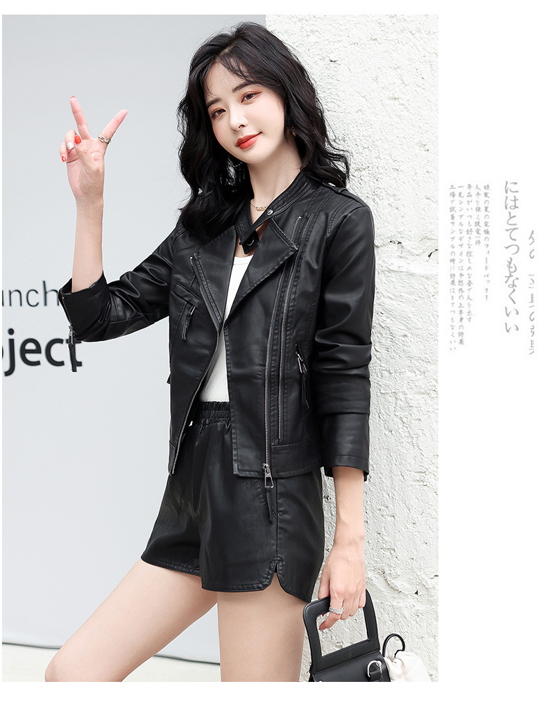 皮衣外套女春秋季2022年新款韩系宽松小个子pu皮休闲短款夹克上衣详情16