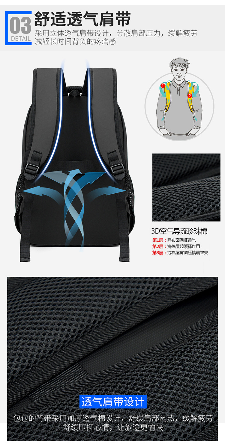 跨境商务双肩包印刷logo干湿分离多功能简约休闲电脑双肩包书包详情25