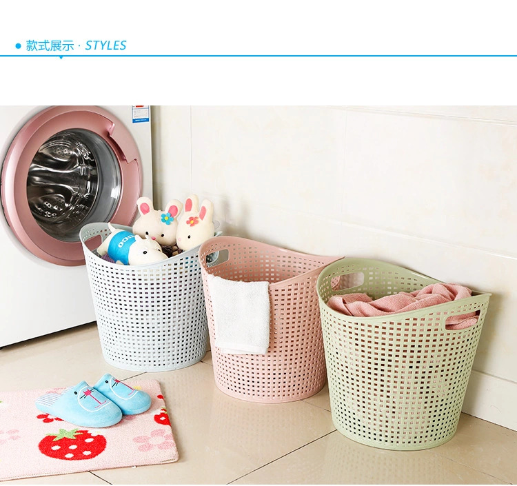 Large thickened rattan storage basket, multi-purpose plastic storage basket, living room toys, clothes, dirty clothes basket, home textile gift pic 7