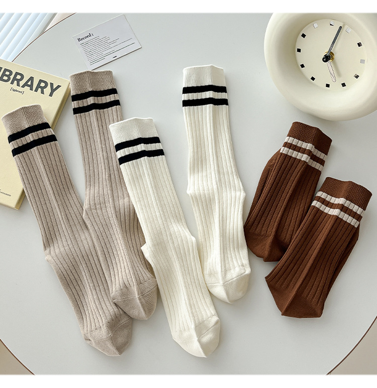 Sock stall, one-piece consignment, mid-calf socks for women, new autumn and winter styles, simple and versatile socks, trendy pile socks for women, long double-needle cotton socks, one-piece consignment pic 17