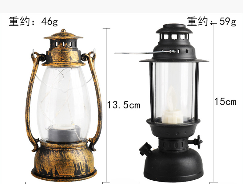 跨境批发复古马灯手提LED小油灯电子蜡烛发光小夜灯复古风灯宫灯详情4