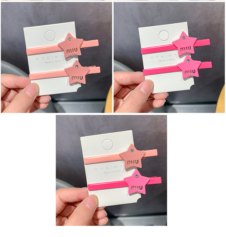 多巴胺爱心发夹无痕发卡银灰高级轻奢甜美星星发卡鸭嘴夹刘海边夹详情4