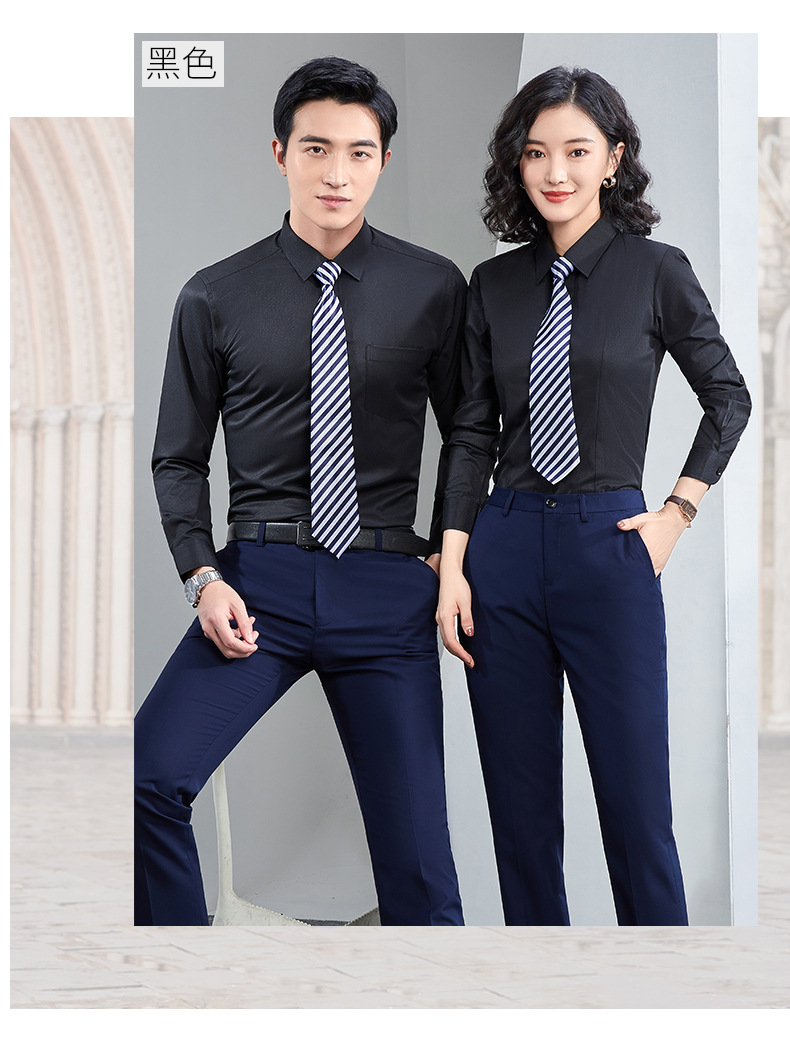Factory direct supply of long-sleeved white bamboo fiber shirts for men, blue workwear no-iron fitted shirts for women, both men and women pic 65