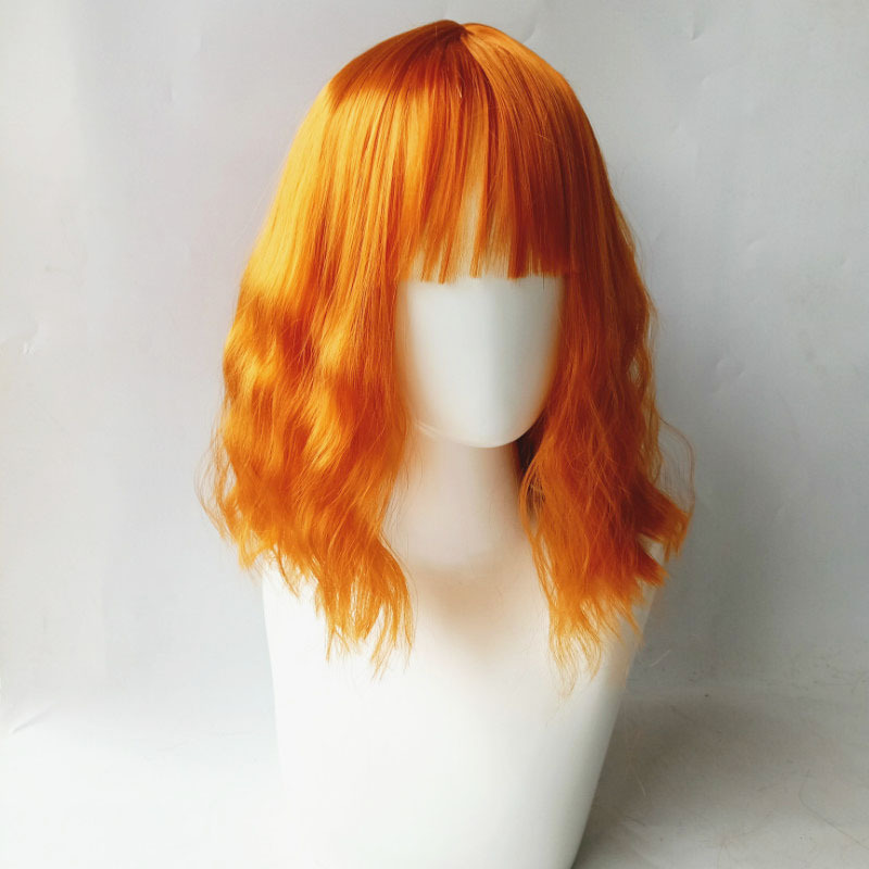 Factory wholesale of orange air bangs wigs, short curly hair for women, makeup and synthetic fiber wigs for Internet celebrities and live-streamers pic 7