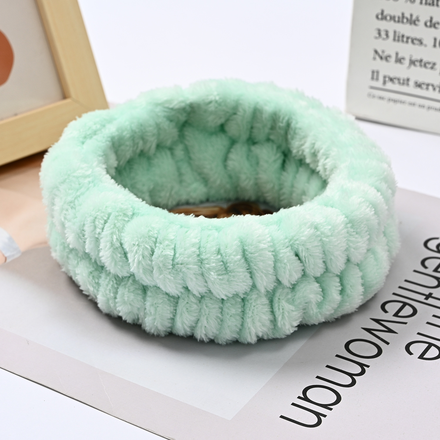 Bow face wash and hair band for girls wholesale solid color white matching makeup simple sweat-wiping wrist band flannel hair band pic 56