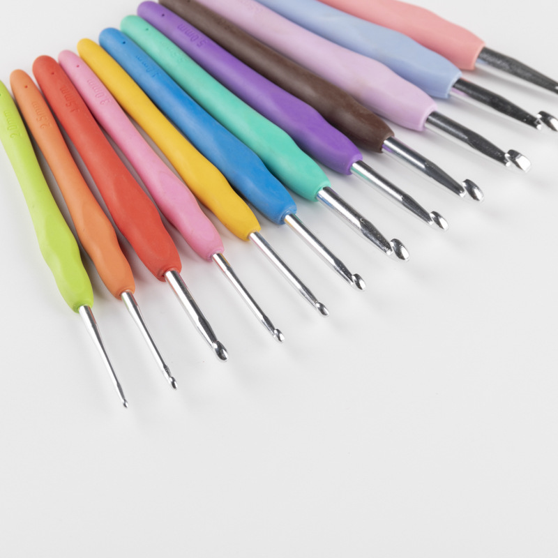 TPR硅胶钩针单头钩针PVC包装金属手工编织铝钩针软柄实心钩针套装详情7