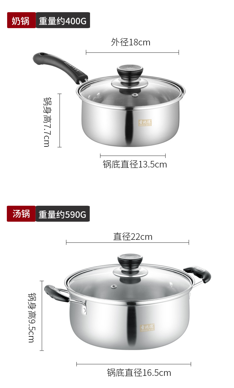 Factory direct sales of Shengbide stainless steel three-piece pot set, gift pot set, practical gift pot, stainless steel pot pic 23