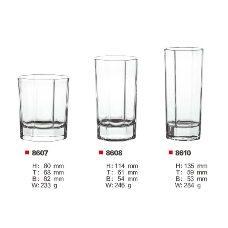 厂家批发家用耐热玻璃早餐杯牛奶杯果汁杯四方杯八角杯漱口杯详情3