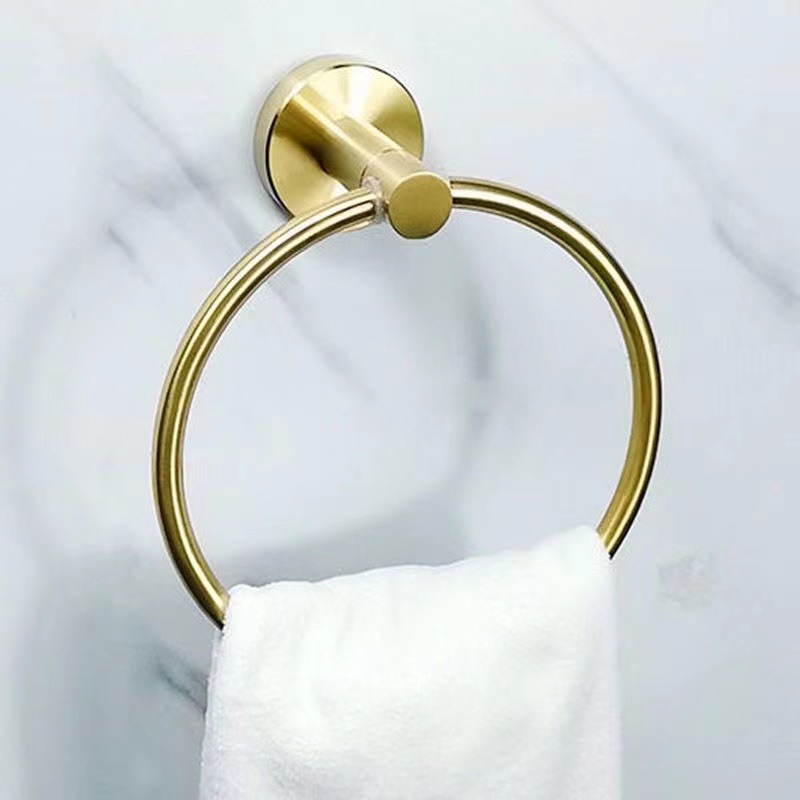 Stainless steel tissue paper rack, towel rod, towel ring hook, tissue paper rack, bathroom non-drilling bathroom hanging accessory set pic 13