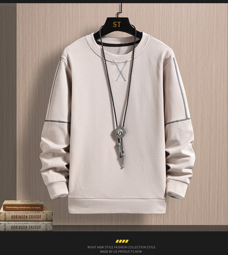 2022 Autumn/Winter new double-sided German fleece long-sleeved T-shirt for men, Korean-style trendy fleece hoodie, casual top for men pic 10