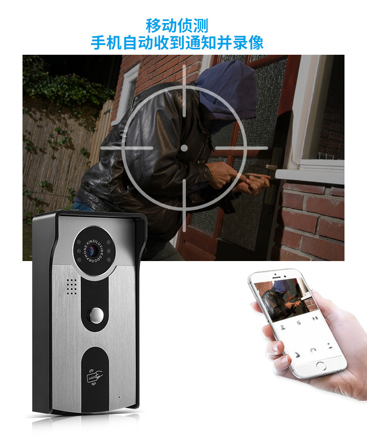 1080P digital high-definition video intercom doorbell, mobile phone remote unlocking, motion detection, WiFi doorbell pic 5