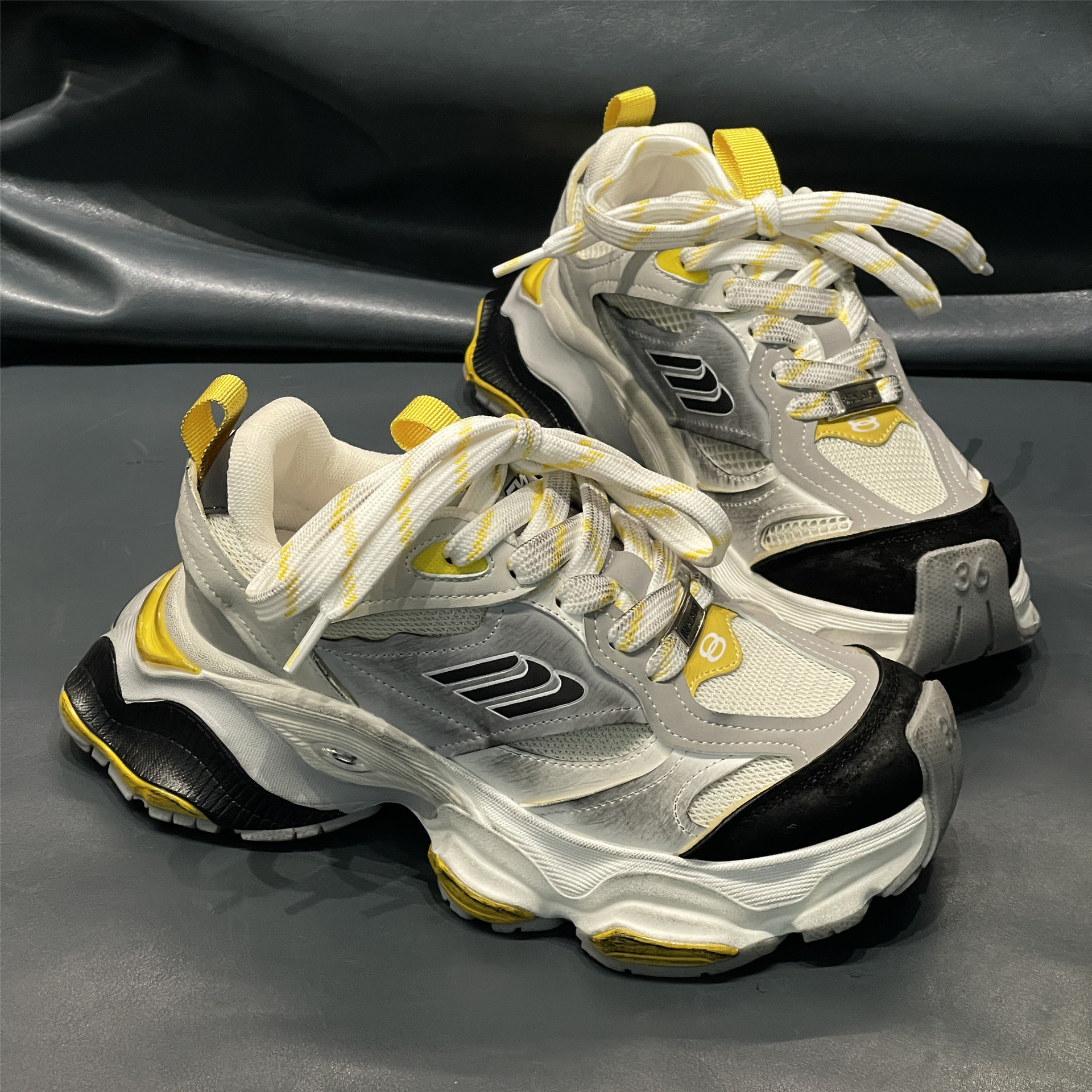 2023年新款老爹鞋增高厚底运动鞋休闲做旧复古情侣男女鞋详情1