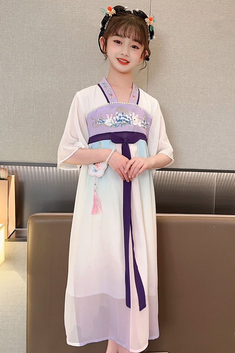 汉服女童春薄款中国风襦裙连衣裙古装超仙春季小女孩儿童唐装批发详情13