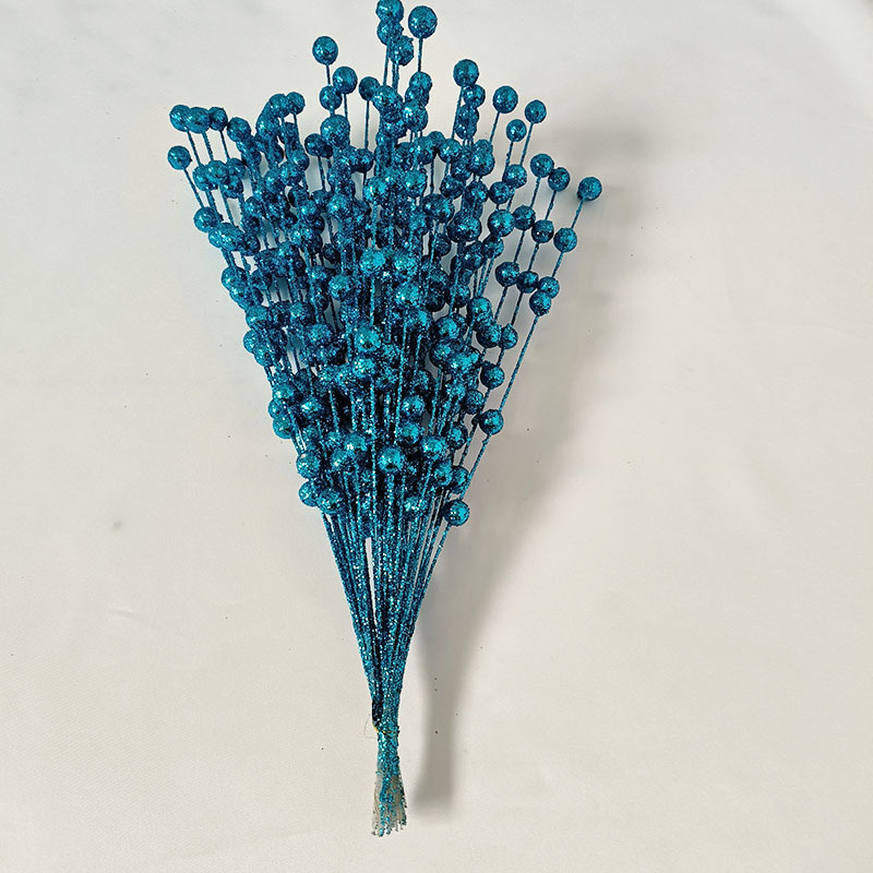 圣诞装饰仿真金粉浆果开心果金粉球把束假花酒店婚庆装饰红果跨境详情7