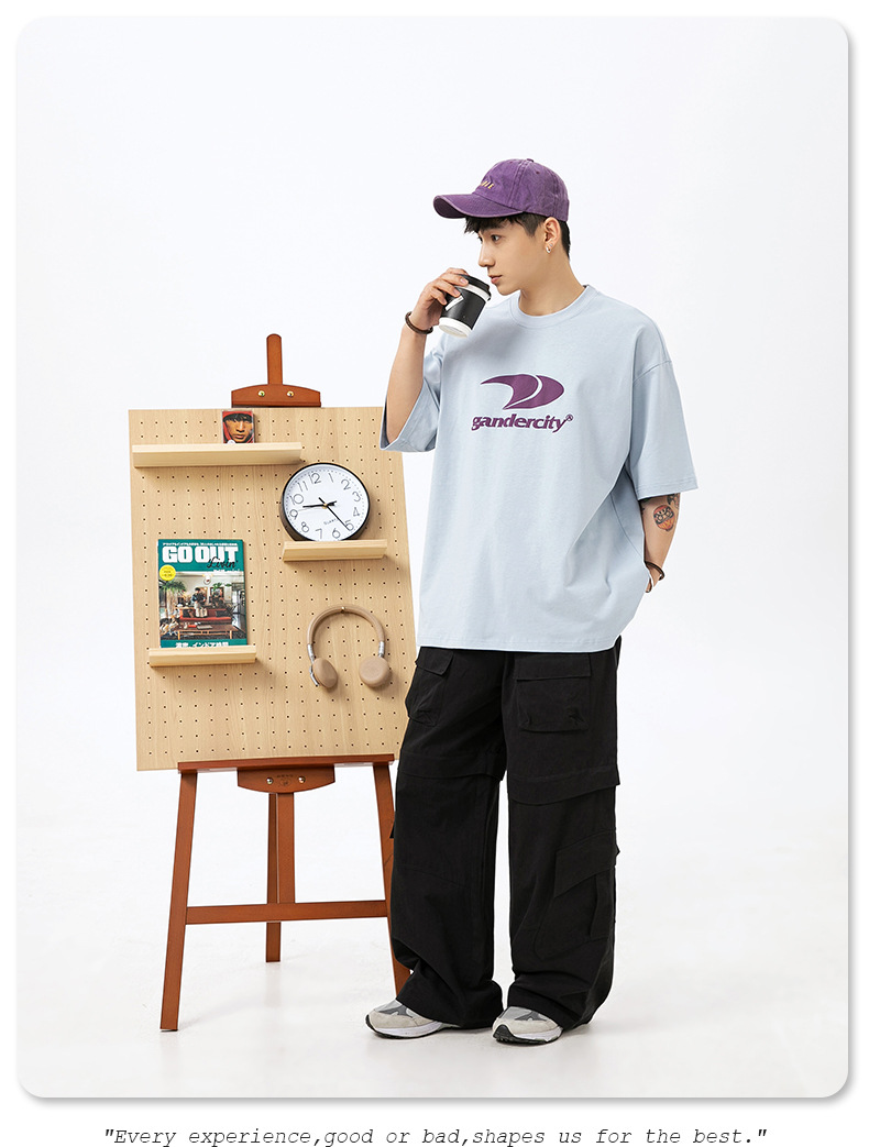 韩路男装 潮牌印花宽松短袖T恤男女夏季新款纯棉情侣美式复古体恤详情25