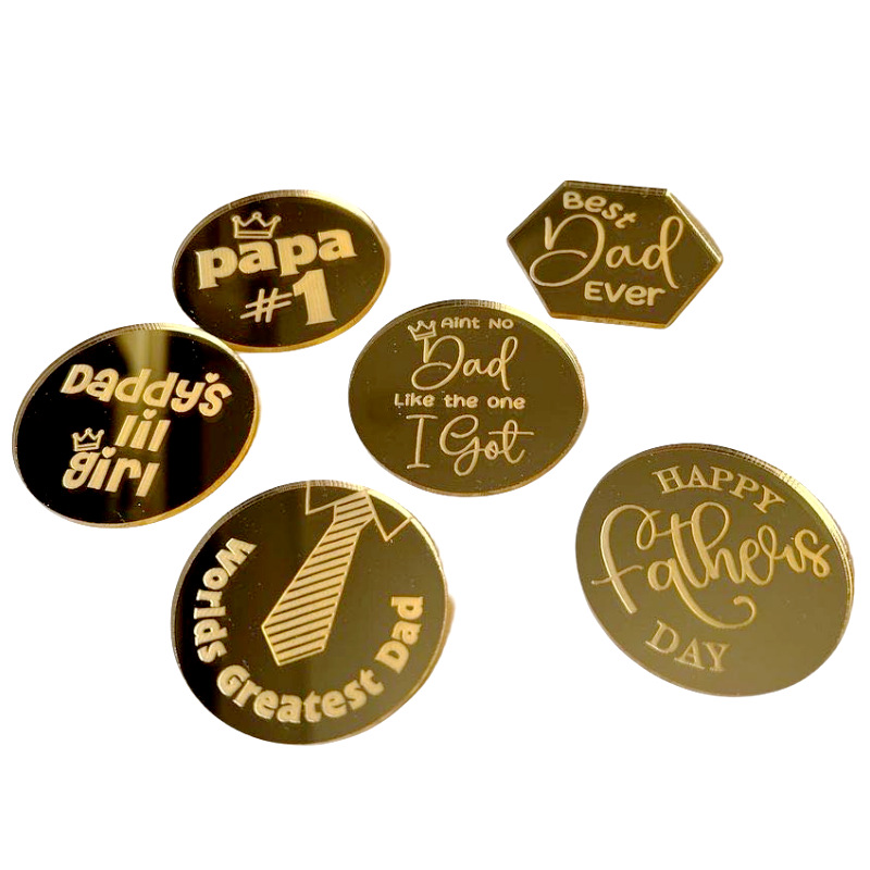 跨境ins风父亲节爸爸生日纸杯蛋糕装饰圆形打标亚克力蛋糕装饰详情7