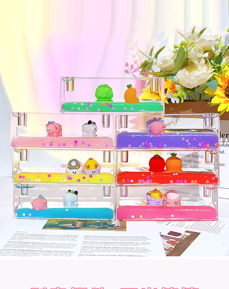 创意入油双漂公仔长方形可爱流沙摆件液体漂浮桌面解压装饰礼品详情5