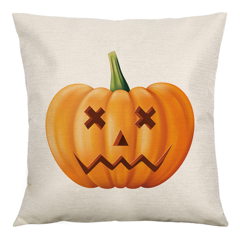 Halloween pumpkin linen pillowcase home fabric cushion pic 5