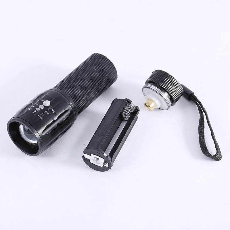 Gift flashlight, high-intensity aluminum alloy zoom three-speed LED small flashlight, retractable dry battery flashlight, waterproof pic 9
