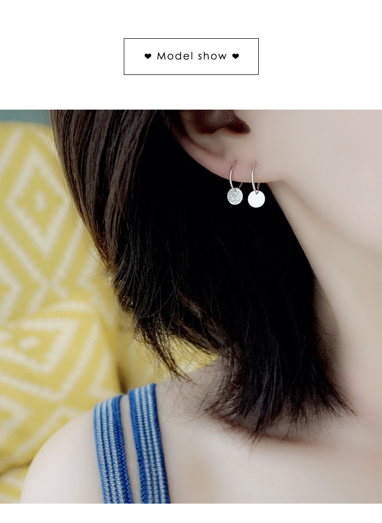 Ganjia Tongti S925 pure silver simple round piece earrings, elegant matte ear buckles, fashionable Hong Kong-style internet-famous ear rings pic 25