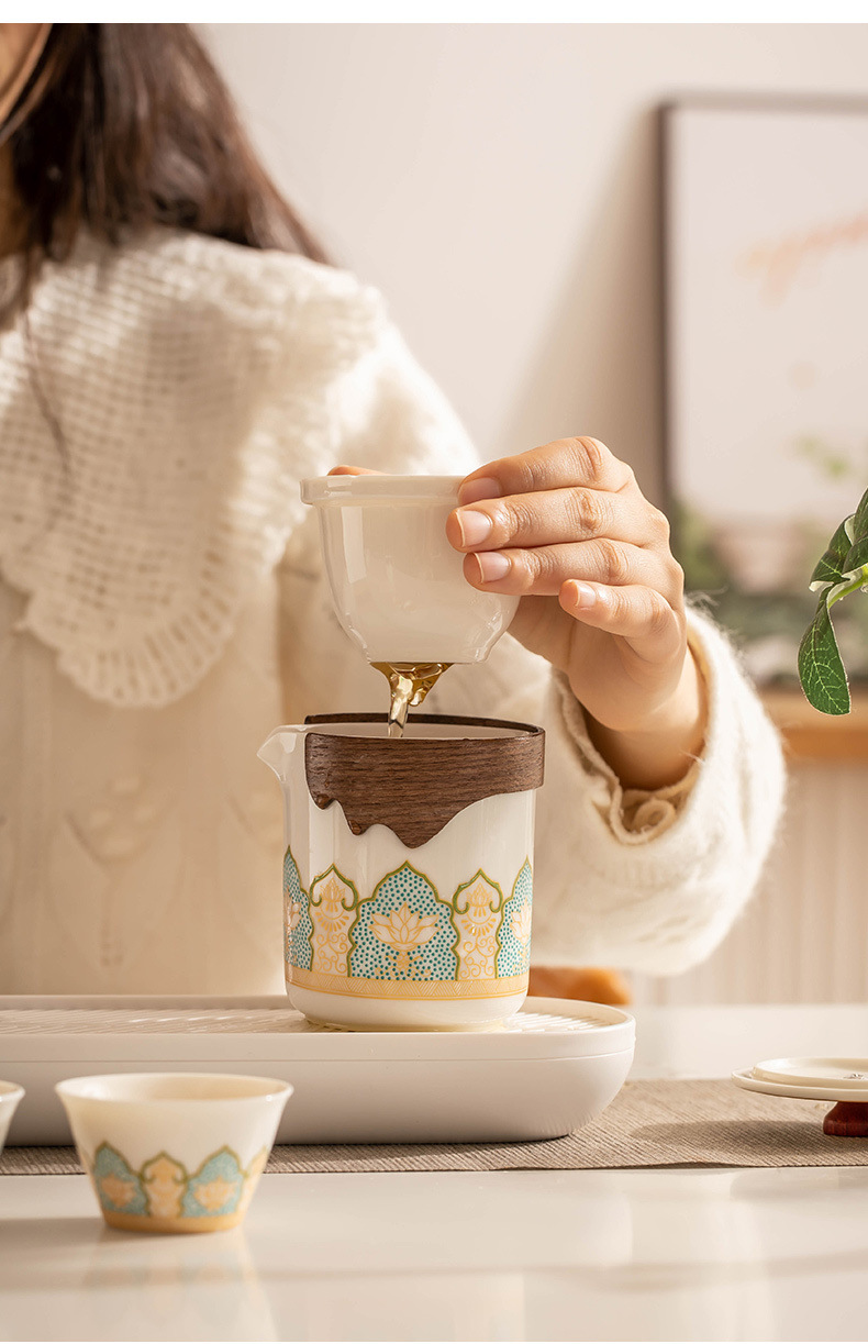 Travel Kung Fu tea set, portable storage bag, outdoor business trip camping, quick guest cup, teapot and tea drinking equipment pic 12